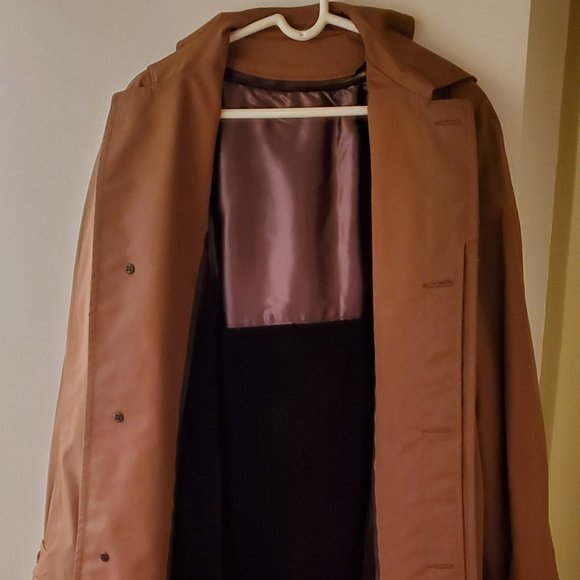 Dupont Zepel Rain/Stain Repeller tan/camel Men's Size 44L liner raincoat #8032 - Picture 7 of 10